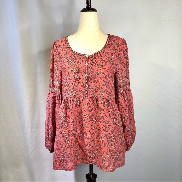 NWT Max Studio peach pink flowy blouse floral S - Picture 1 of 11
